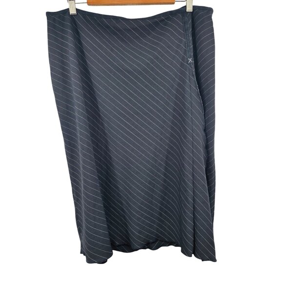J.Jill Womens Size 18 Black Diagonal Stripe A-Line Skirt - Picture 1 of 6